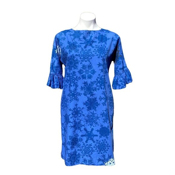 Vintage 60s Jim Tillett Signed Women's Dress MidCentury Modern Batik Snowflake P